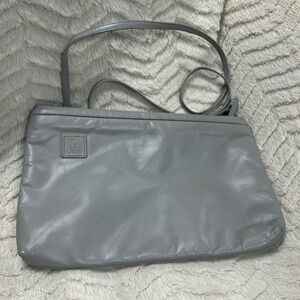 Anne Klein for Calderon Gray Soft Leather Convertible Crossbody Clutch purse